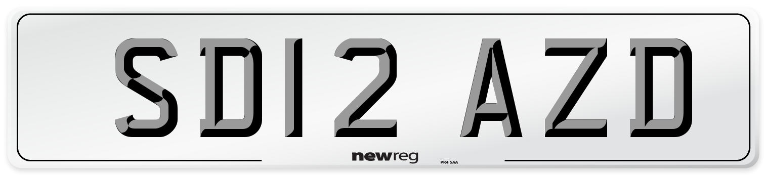SD12 AZD Number Plate from New Reg